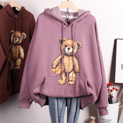 Thickened Cartoon Bear Pullover Sweater for Ladies