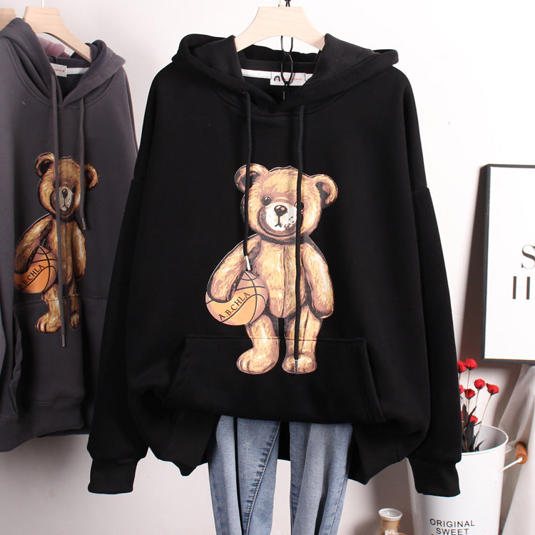 Thickened Cartoon Bear Pullover Sweater for Ladies