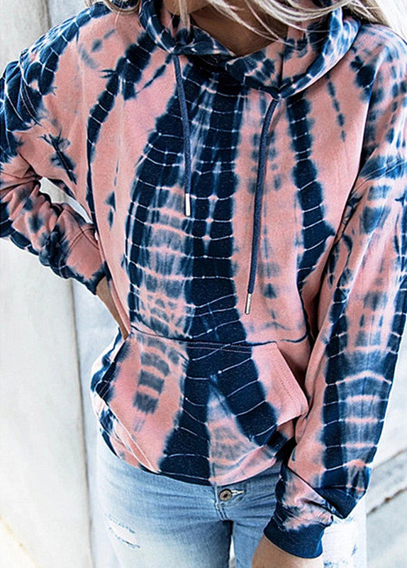 Plus Size Tie-Dye Hooded Long-Sleeve Sweatshirt