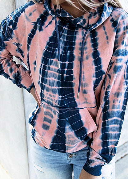 Plus Size Tie-Dye Hooded Long-Sleeve Sweatshirt