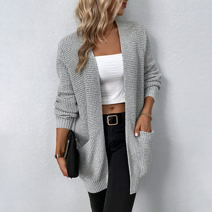 Women's Knitwear Cardigan with Solid Pockets
