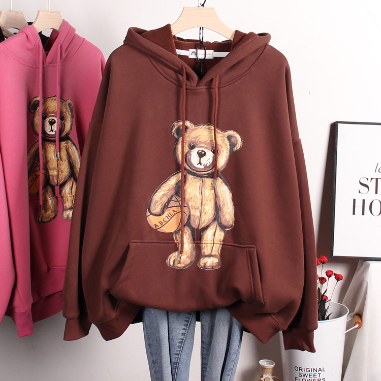 Thickened Cartoon Bear Pullover Sweater for Ladies