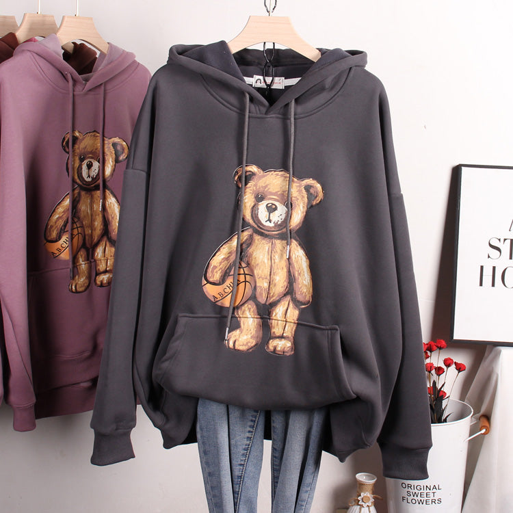 Thickened Cartoon Bear Pullover Sweater for Ladies